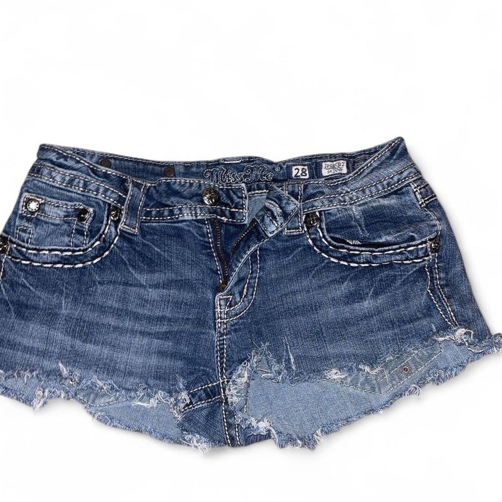 Miss Me Distressed Blue Jean Shorts